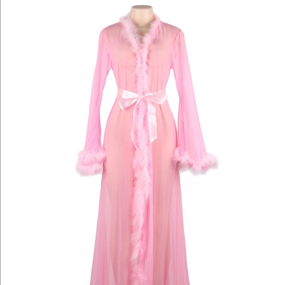 Soft Pink Sheer and Feather Robe